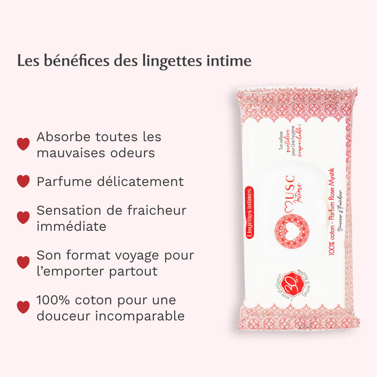 Lingettes toilette Intime Rose Mystik x120 – lot de 4