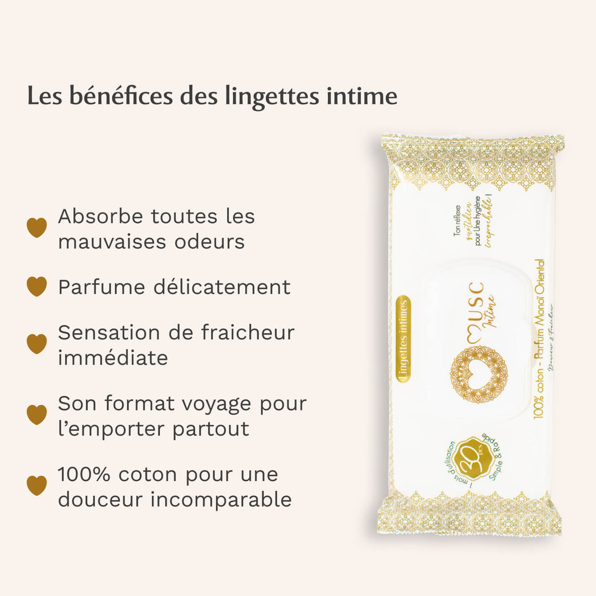 Lingettes toilette Intime au Monoï Oriental x120 - lot de 4
